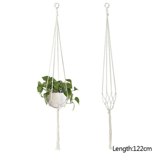 90-122cm Handmade Flower Pot Net Bag Braided Home Vintage Decor Plant Hanging Basket Knotted Rope Garden Plant Hanger Pot Tray