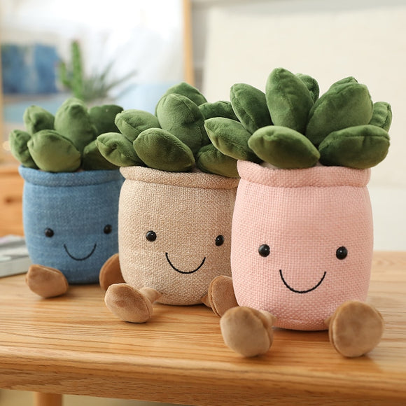 Lifelike Tulip&Succulent Plants Plush Stuffed Toys Soft Bookshelf Decor Doll Creative Potted Flowers Pillow for Girls Kids Gift