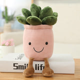 Lifelike Tulip&Succulent Plants Plush Stuffed Toys Soft Bookshelf Decor Doll Creative Potted Flowers Pillow for Girls Kids Gift