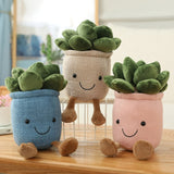 Lifelike Tulip&Succulent Plants Plush Stuffed Toys Soft Bookshelf Decor Doll Creative Potted Flowers Pillow for Girls Kids Gift