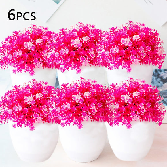 6 PCS NEW Artificial Plants Bonsai Small Tree Pot Plants Fake Flowers Potted Ornaments For Home Decoration Hotel Garden Decor