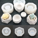 3D Plant Pot Molds Silicone Succulent Flower Pot Concrete Cement Clay Mold Candle Soap Polygonal Handmade Making Mould